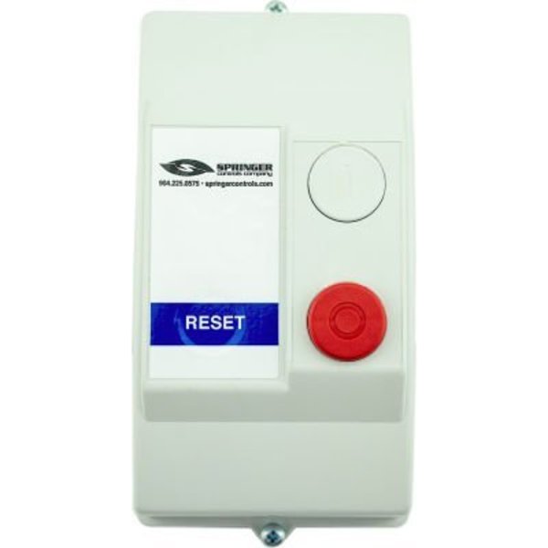Springer Controls Co NEMA 4X Enclosed Motor Starter, 9A, 3PH, Remote Start Terminals, Reset Button, 100-250V, 1.7-2.3A AF0906R3G-3A